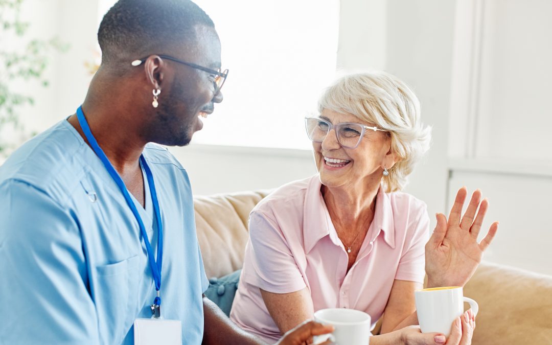 Companion home care caregiver providing companionship to a senior in Andover, KS at home.